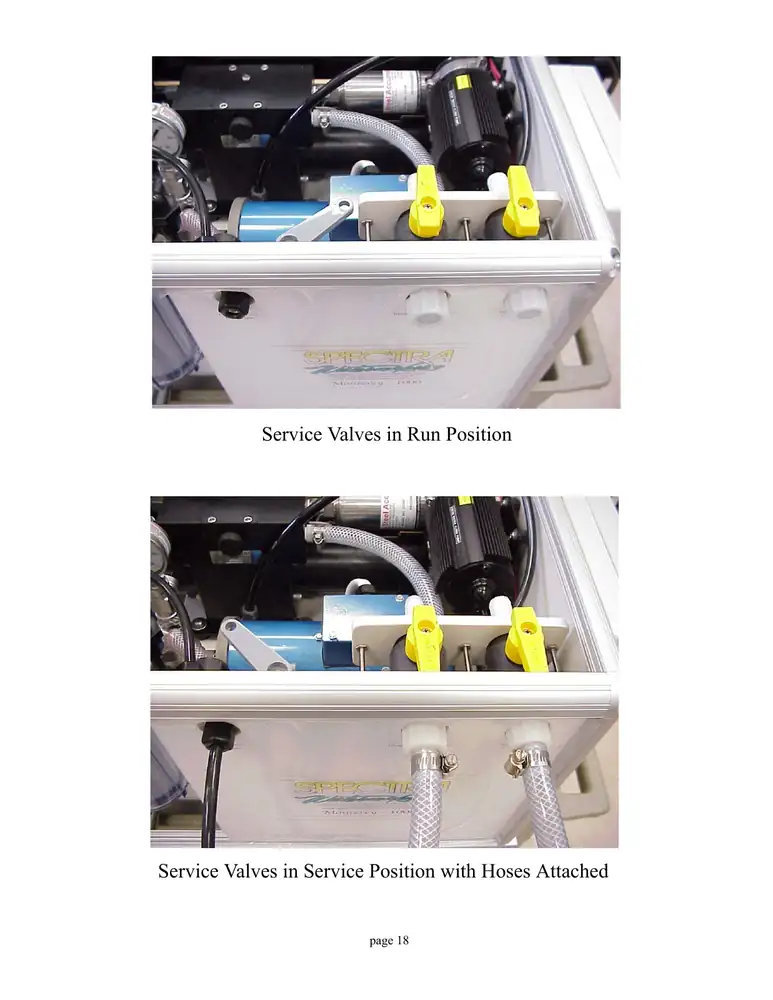 Spectra Run and service valve positions, PDF page 18