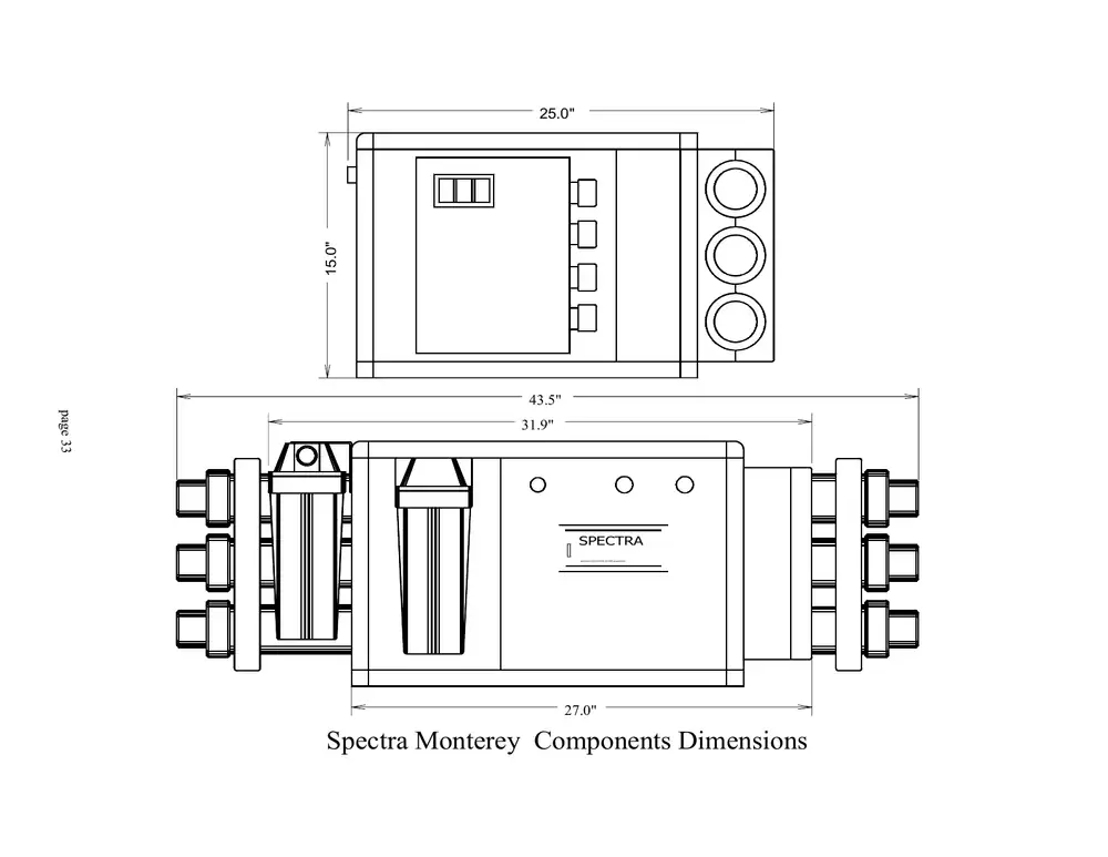 Spectra Original frame and three-vessel array dimensions, PDF page 33