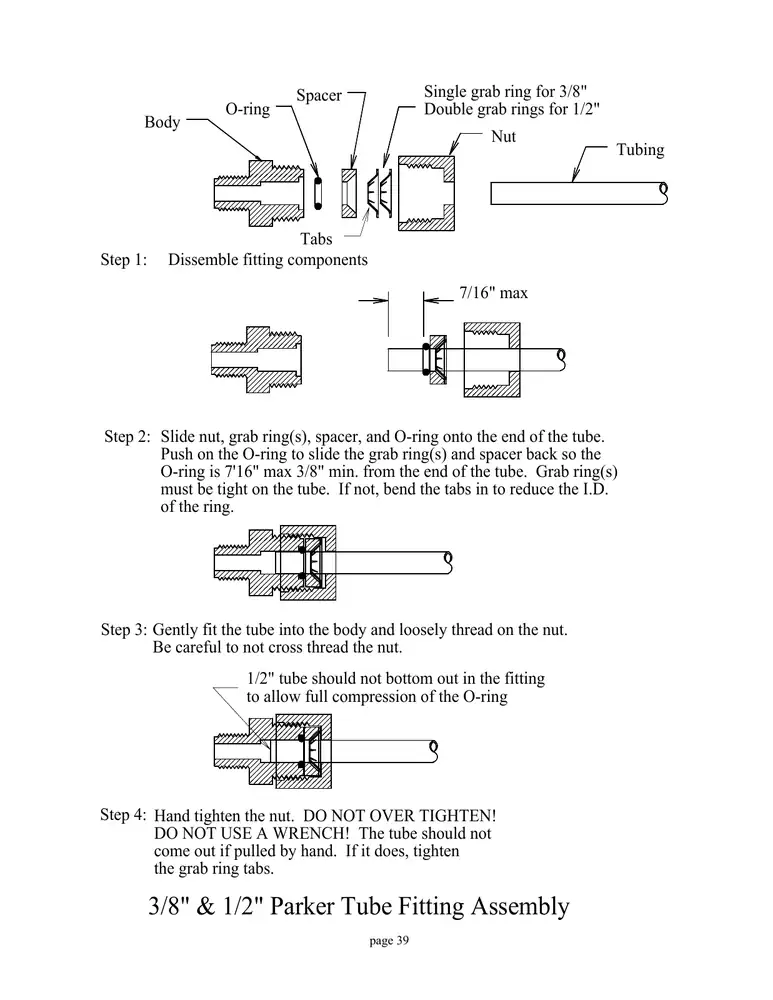 Spectra Low-pressure product-tube fittings, PDF page 39