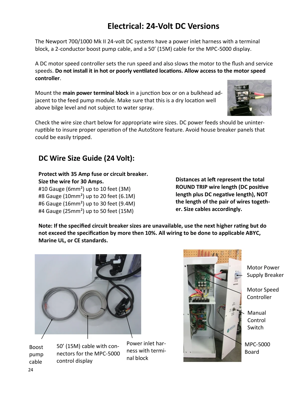 Spectra 24V DC main-feed wiring and controller layout, PDF page 24