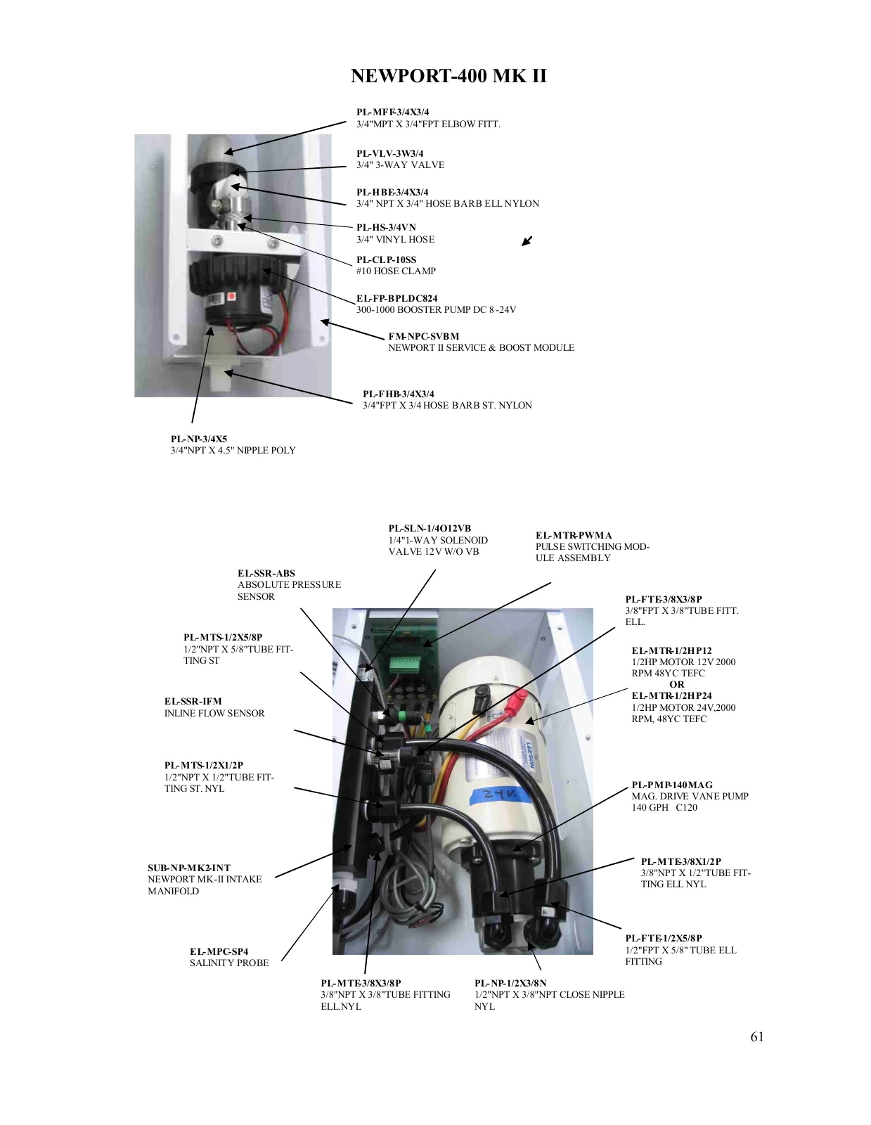 Spectra Newport 400 Mk II: 140MAG head, half-HP motor, PWM and intake manifold, manual page 61
