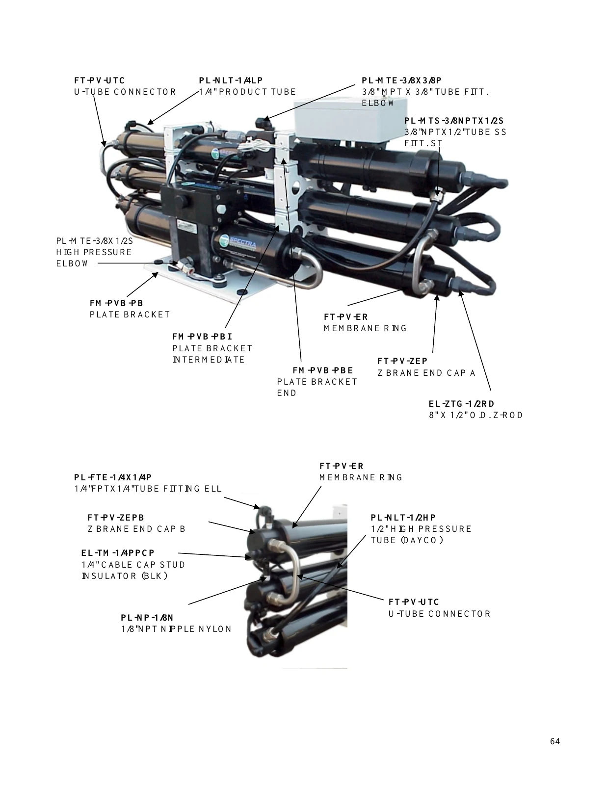 Spectra Original membrane mounting and optional Z-Brane hardware, PDF page 64