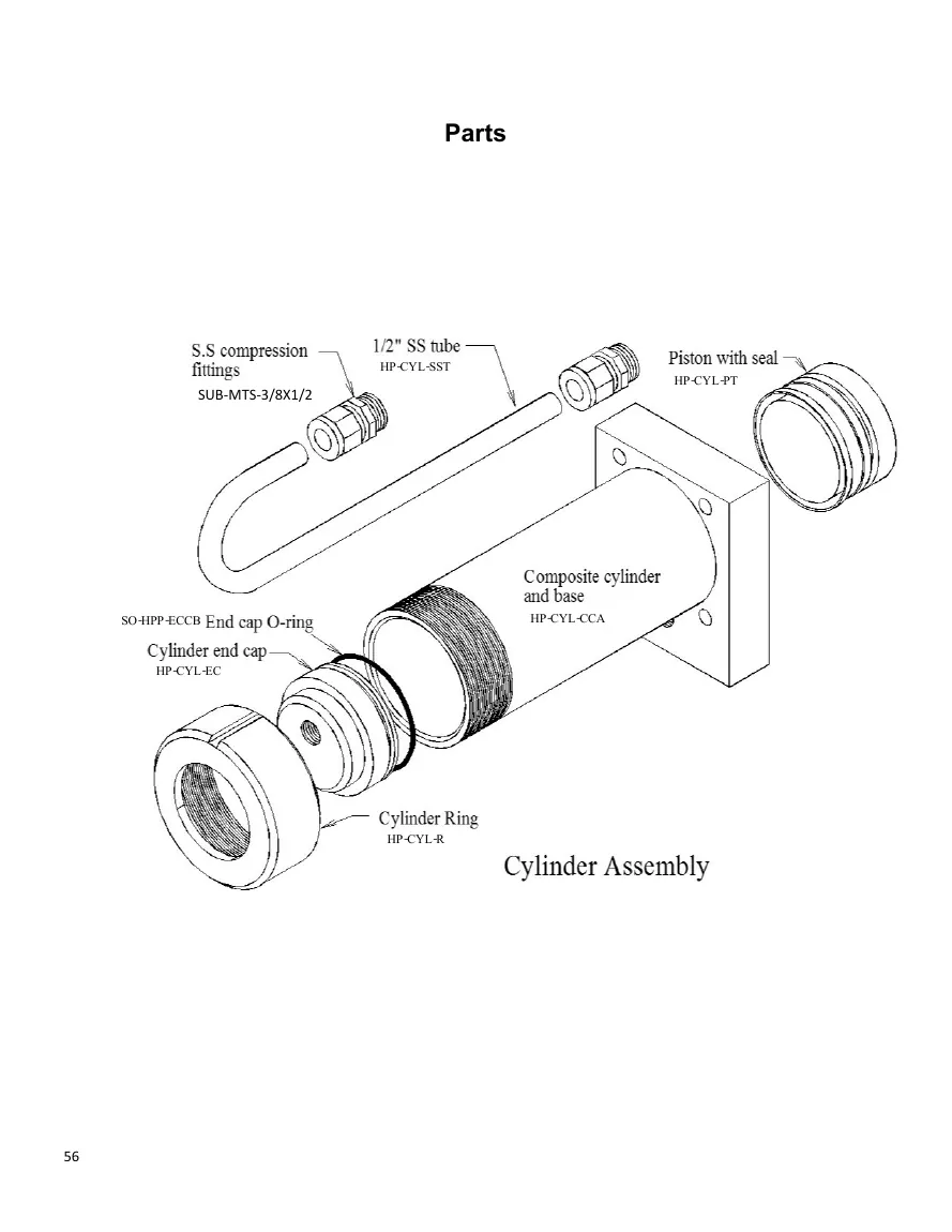 Cylinder assembly parts drawing from Spectra manual, page 56