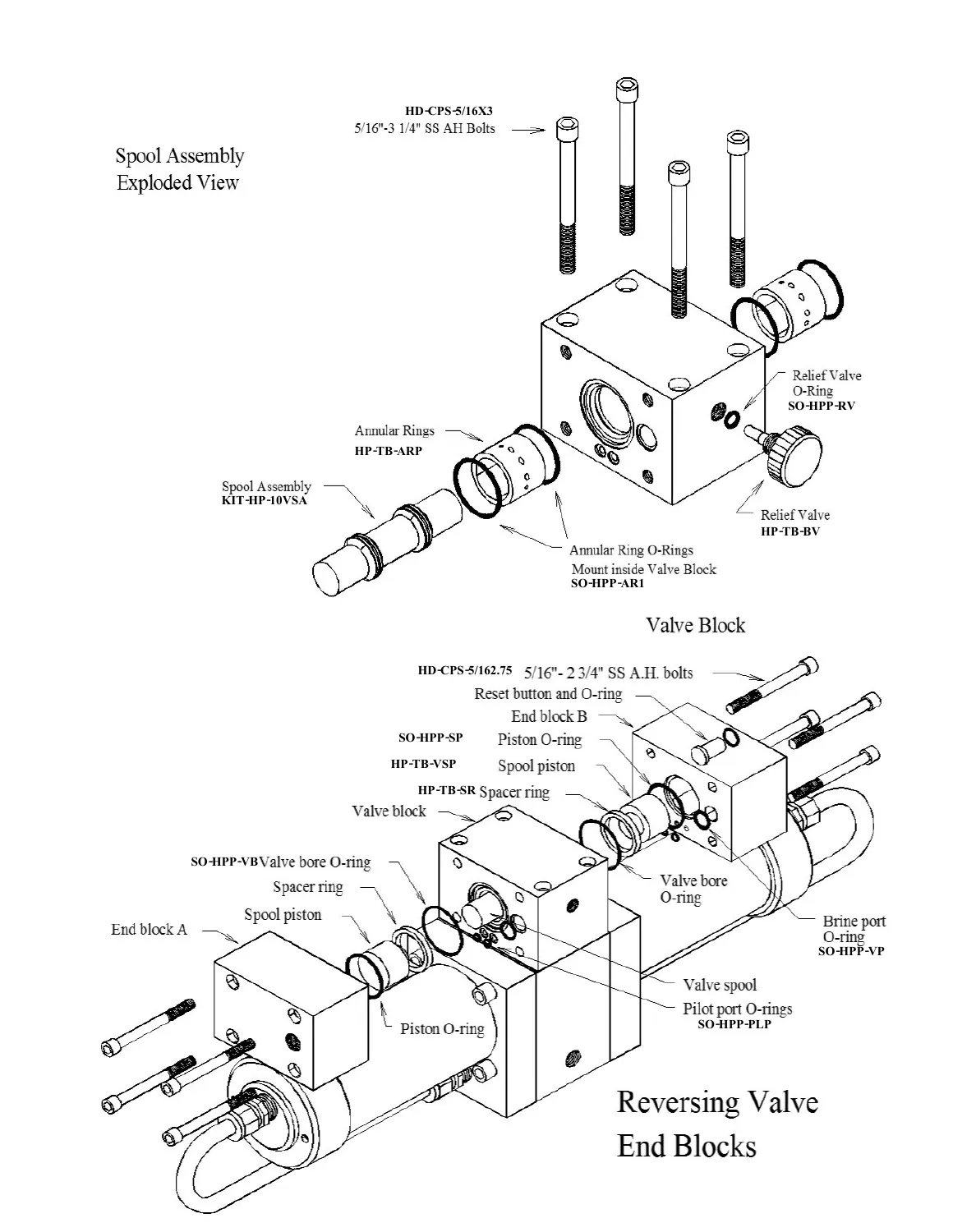 Reversing-valve internals parts drawing from Spectra manual, page 63