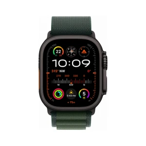 Apple Watch Ultra 2 GPS + Cellular 49mm Black Titanium Case with Dark Green Alpine Loop (Medium)