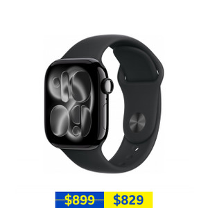 Apple Watch Series 11 46mm Jet Black AIuminum Case with Black Sport Band M/L (GPS + Cellular)