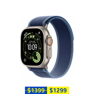 Apple Watch Ultra 3 49mm Natural Titanium Case with Blue/Bright Blue Trail Loop M/L (GPS + Cellular)