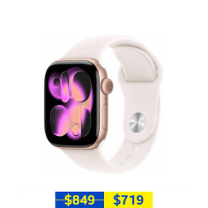 Apple Watch Series 11 42mm Rose Gold Aluminum Case with Light Blush Sport Band S/M (GPS + Cellular)