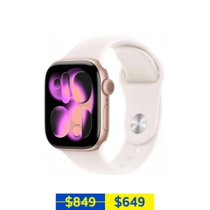 Apple Watch Series 11 42mm Rose Gold Aluminum Case with Light Blush Sport Band S/M (GPS + Cellular)