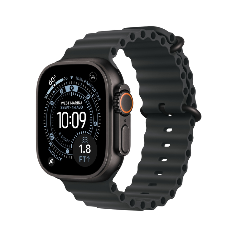 Apple Watch Ultra 3 49mm Black Titanium Case with Black Ocean Band (GPS + Cellular)