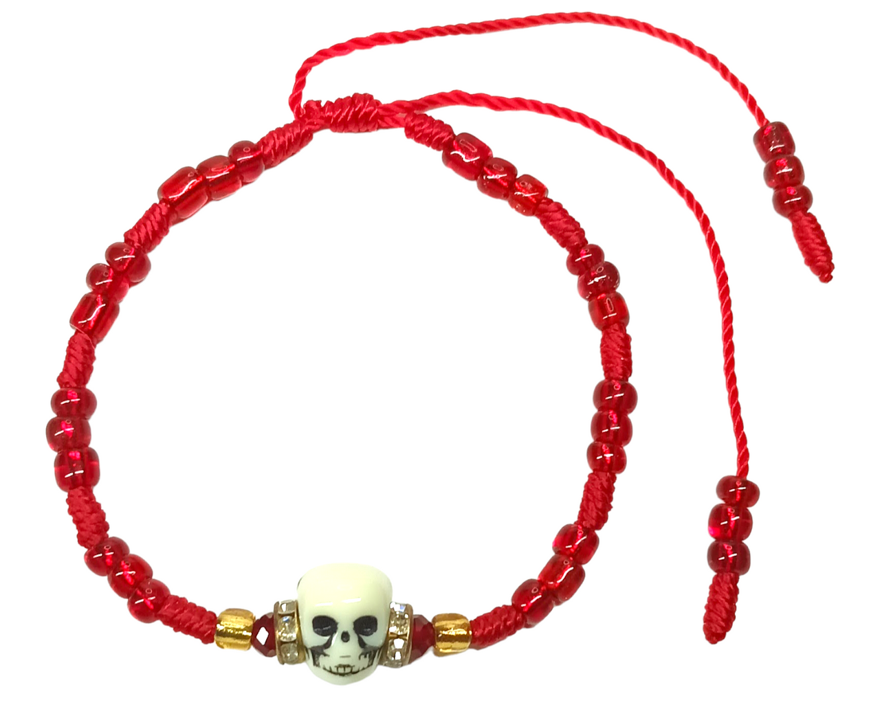 Santa Muerte Holy Death Skull Red Bracelet For Protection, Positive  Changes, Open Road, ETC. - Lazaro Brand Spiritual Store