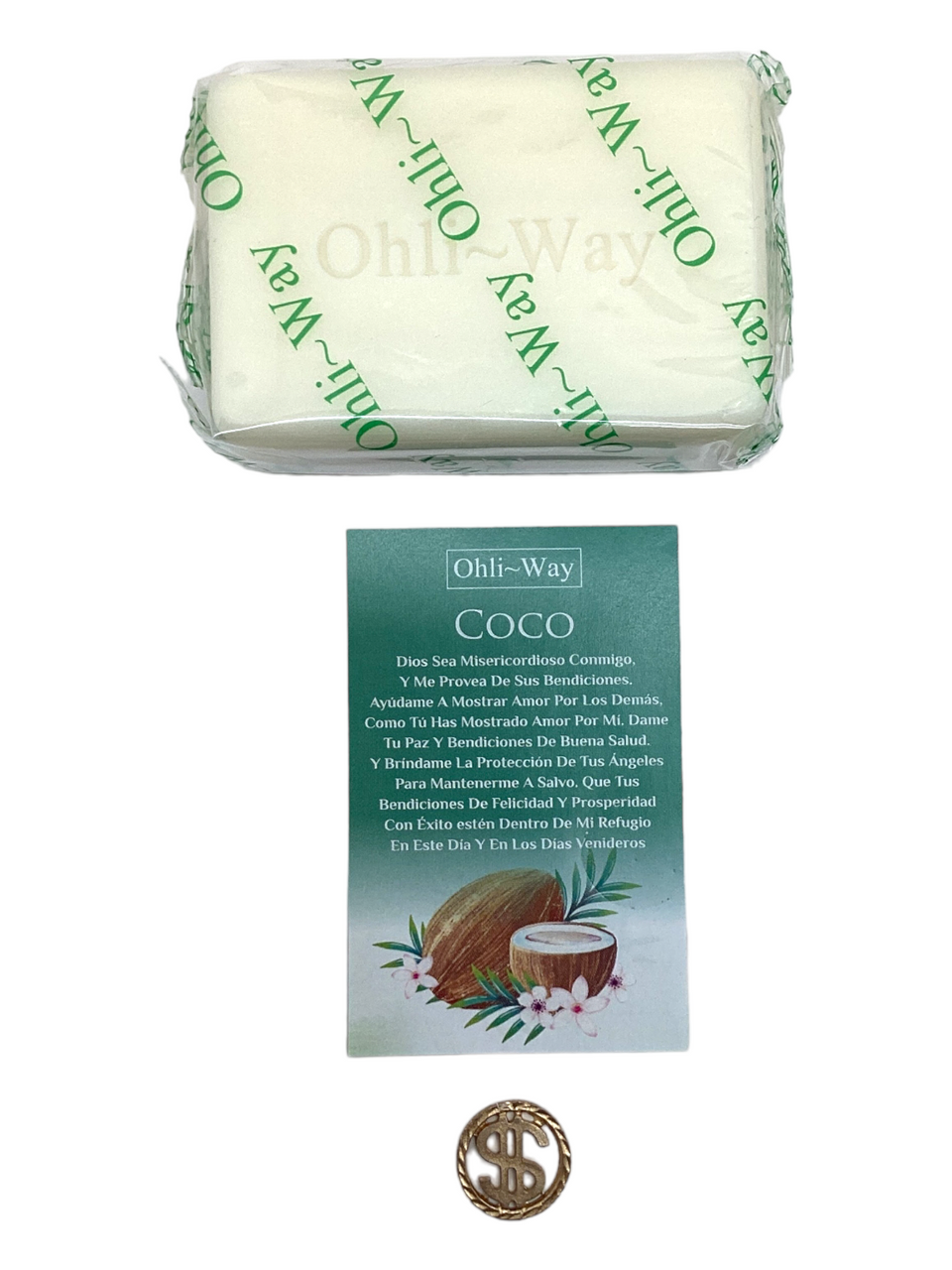 Coconut Coco / Soap Bar / EnglishSpanish Prayer Card & Charm