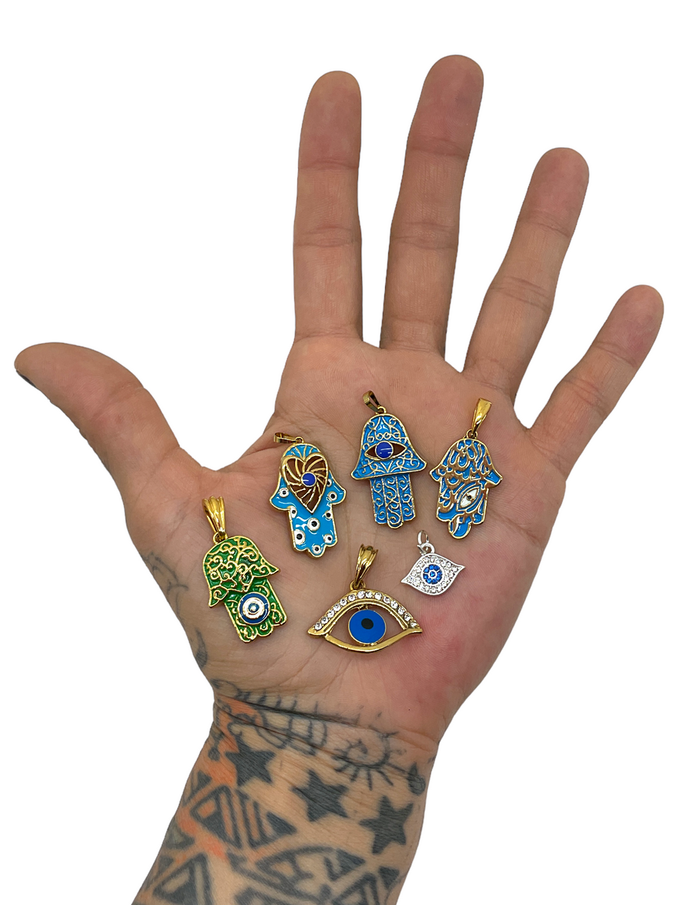 Wholesale DICOSMETIC 16Pcs 4 Styles Witch Magic Charms Lucky Eye Charm  Hamsa Hand Charm Evil Eye Charm Palm/Bottle/Rectangle Snake Charms  Stainless Steel Charm for DIY Jewelry Craft Making 