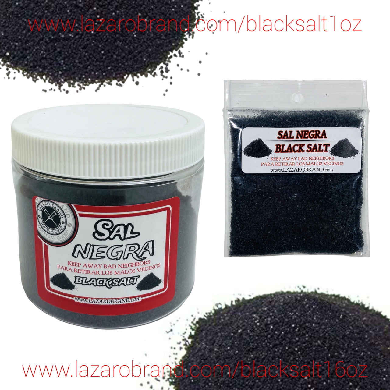 Black Salt Sal Negra 16oz For Protection, Run Devil Run, Go Away Enemies,  ETC. - Lazaro Brand Spiritual Store