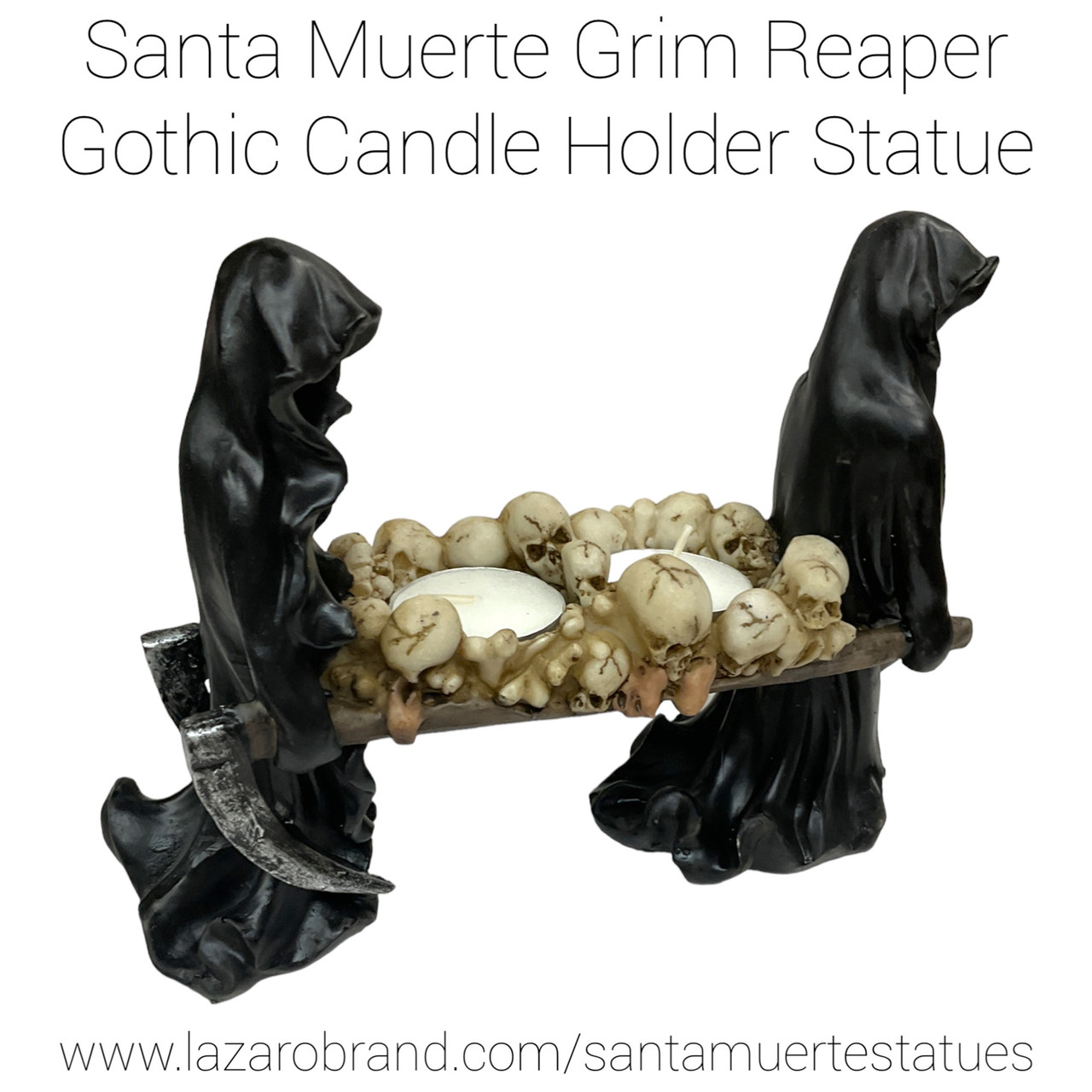 Santa Muerte Grim Reaper Gothic Candle Holder 6 Statue - Lazaro