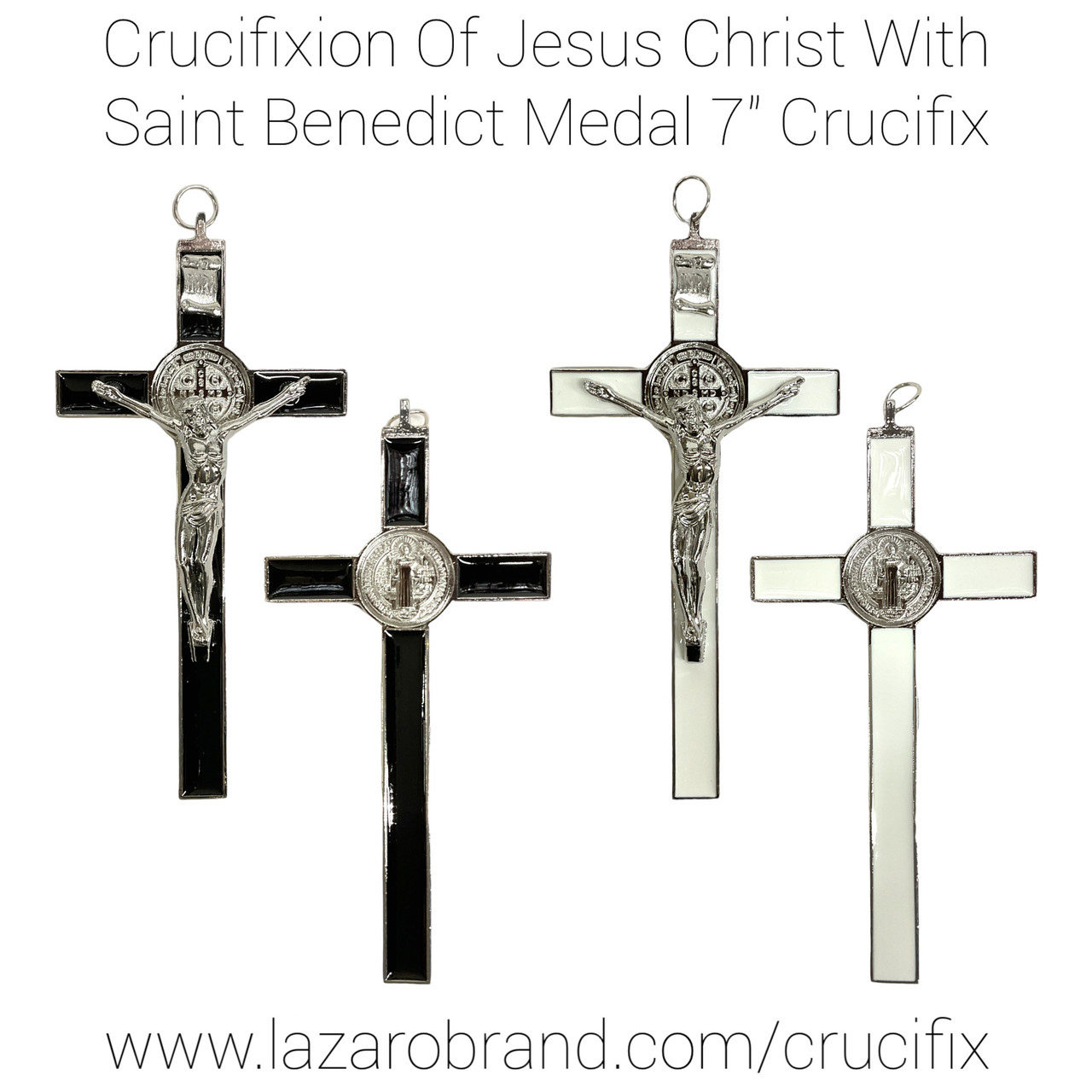 Metal Jesus Cross KeyChain with St. Benedict Resin Crucifix Key Chain  Pendant