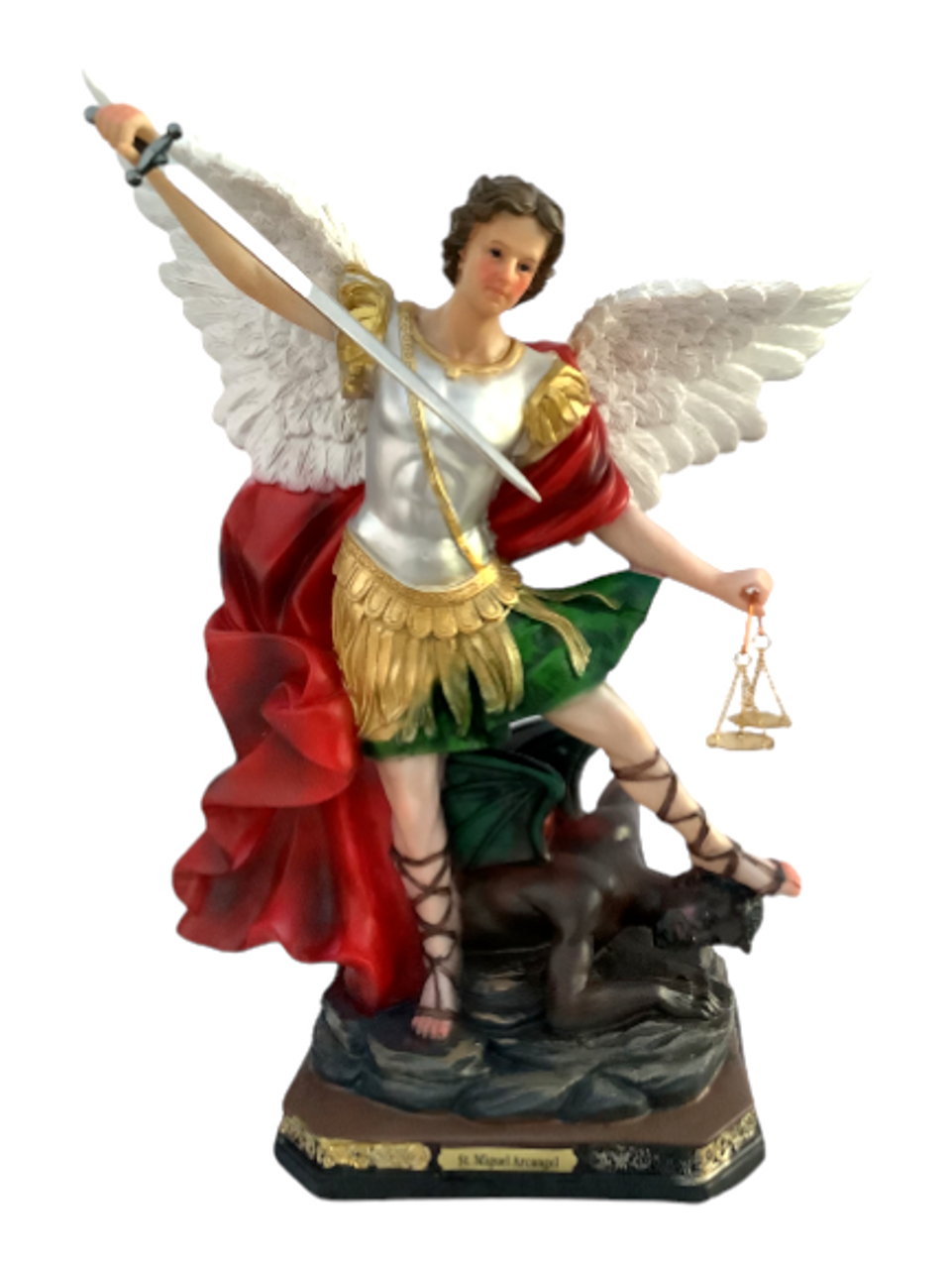 San Miguel Arcangel Wearing Gold & Green 17 Statue For Protection, Fight  Evil, Justice, ETC. - Lazaro Brand Spiritual Store