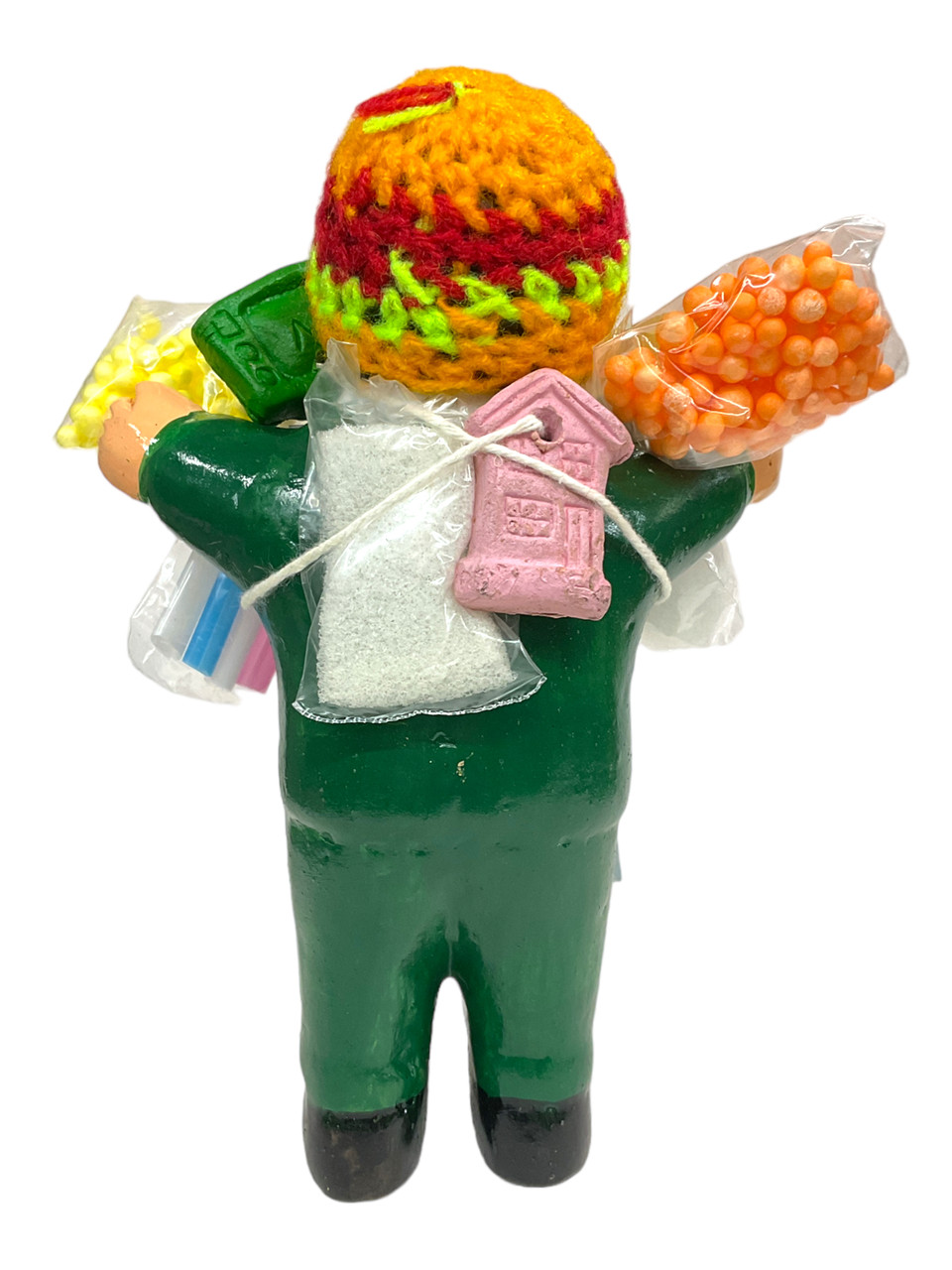 Ekeko Folk Saint Of Good Luck 6" Green Statue For Joy, Abundance, Lucky