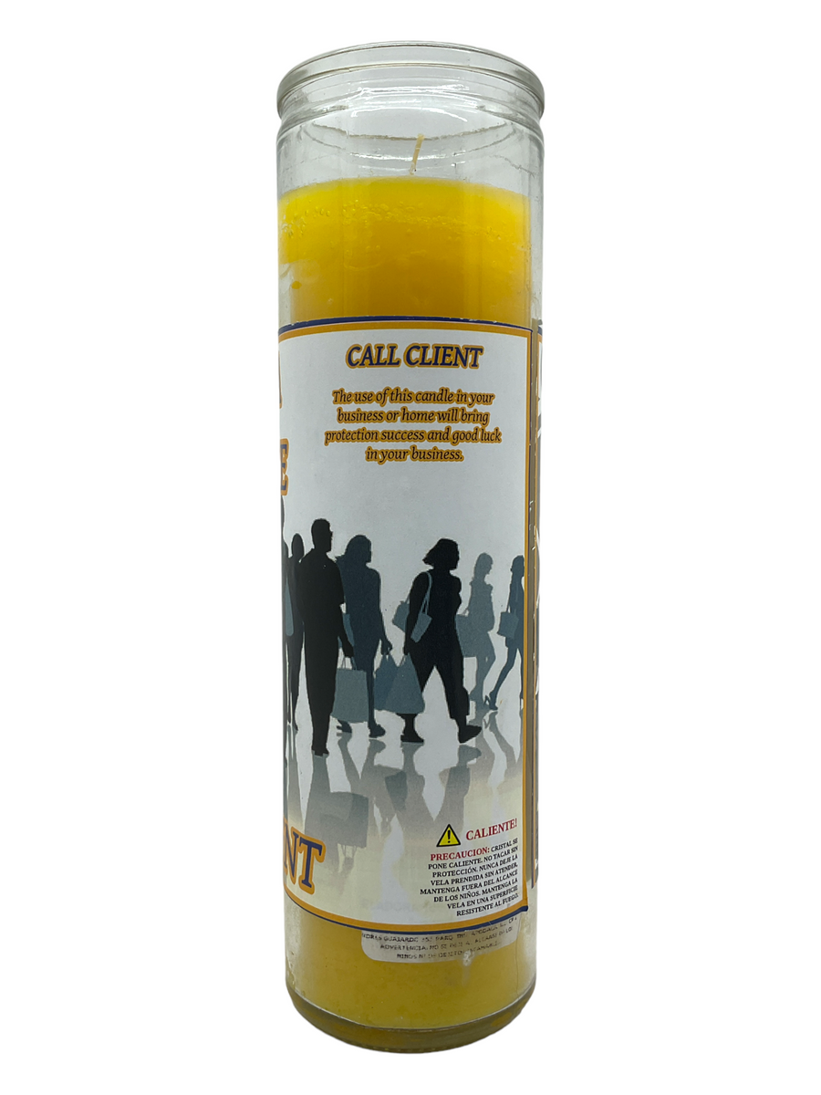 Call Clients Llama Cliente / 7 Day Prayer Candle / Yellow / Busy Workflow & Many Customers