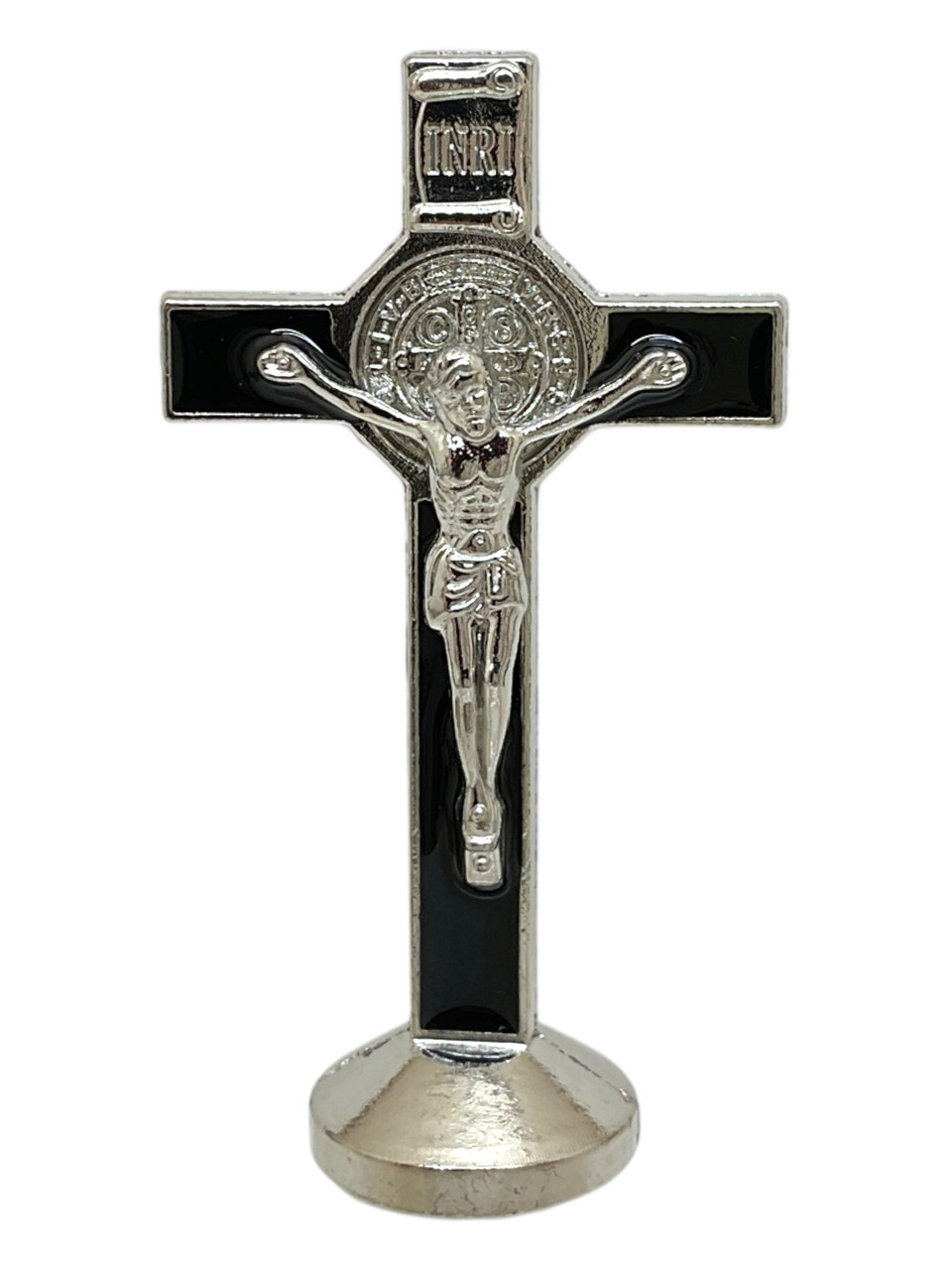 Faithful Guardian Jesus & Saint Benedict Ornament - Black & Silver