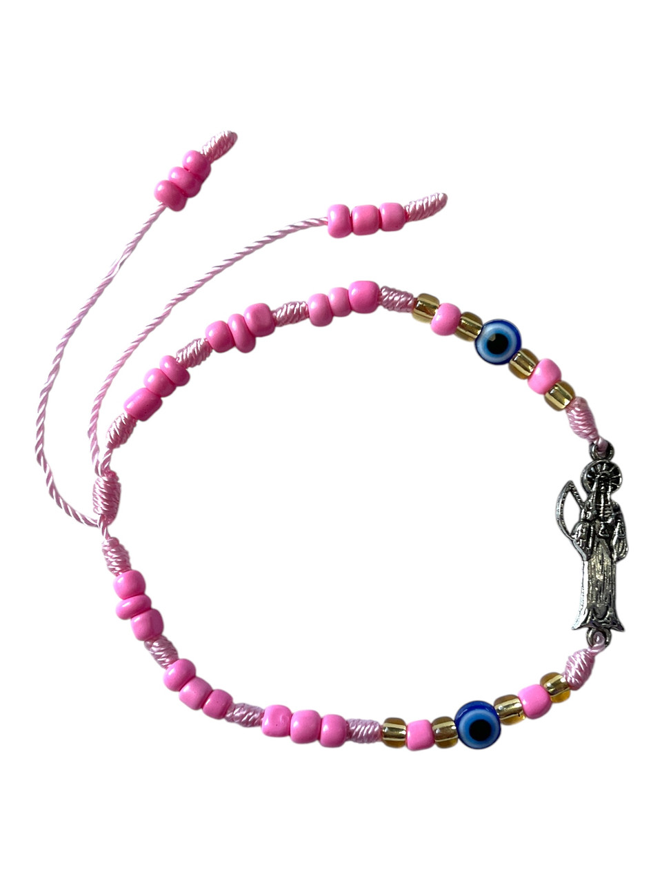 Mystic Bond Spiritual Bracelet (Pink) - Santa Muerte & Evil Eye