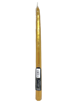 12" Gold Metallic Taper Candle - Patrician Premium: Hand Dipped for Prosperity & Abundance