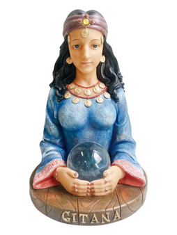 Gypsy Gitana Statue: Spirit Of Luck & Divination - Blue (12”)