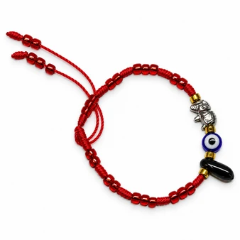 Red Lucky Elephant, Evil Eye & Azabache Adjustable Bracelet - Protection • Good Luck • Strength • Positive Energy • Spiritual Safeguarding