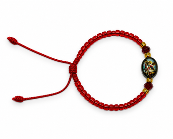 Red Saint Michael Adjustable Bracelet - Protection • Courage • Strength • Defense • Spiritual Guidance