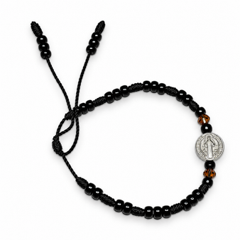 Black Saint Benedict Protection Adjustable Bracelet – Protection • Faith • Strength • Spiritual Balance • Positive Energy