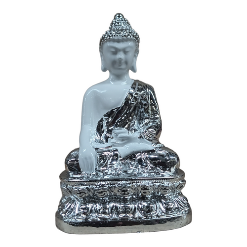 Silver Buddha Meditating 3.5" Statue 