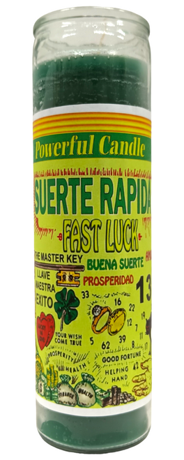 Fast Luck Suerte Rapida Green Prayer Candle For Helping Hand, Prosperity, Master Key, ETC.