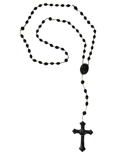 Plastic BLACK Rosary Necklace For Prayer, Protection, Peace, ETC.