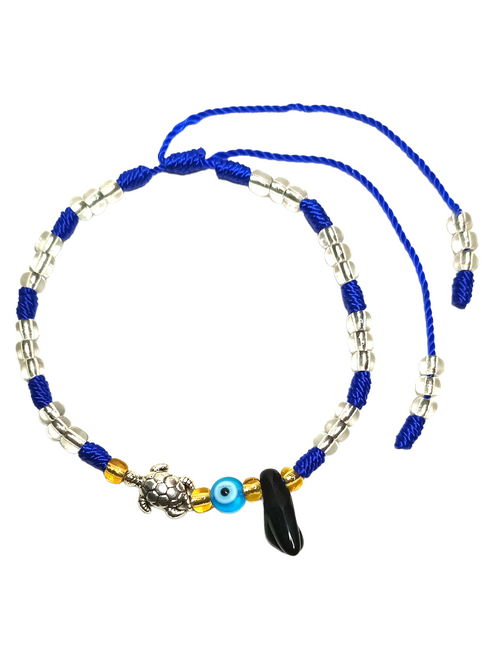 Azabache Evil Eye Turtle Blue/Clear Spiritual Bracelet For Protection, Wisdom, Good Luck, ETC.
