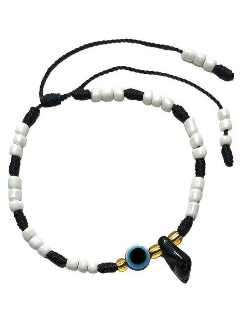 Azabache Evil Eye Black/White Spiritual Bracelet For Protection, Ward Off Evil, Good Luck, ETC.