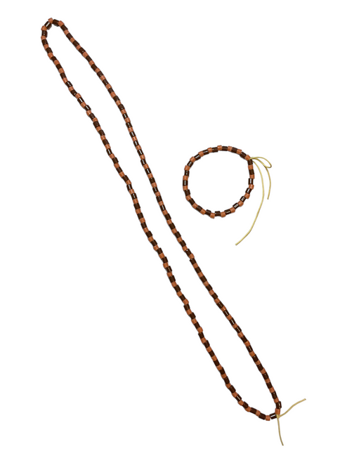 Orisha Oya African Tribal Eleke Bead Black/Brown Spiritual Necklace & Bracelet Set