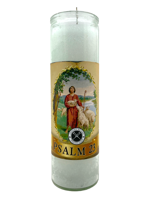 Psalm 23 White 7 Day Prayer Candle For Protection, Open Road, Inner Peace, ETC.