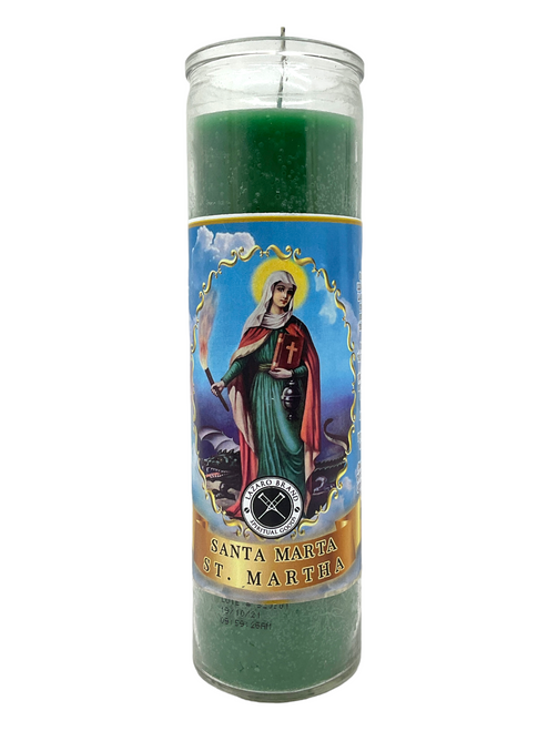 Saint Martha Dragon Slayer Santa Marta Green 7 Day Prayer Candle To Reach Your Goals & Slay The Dragon