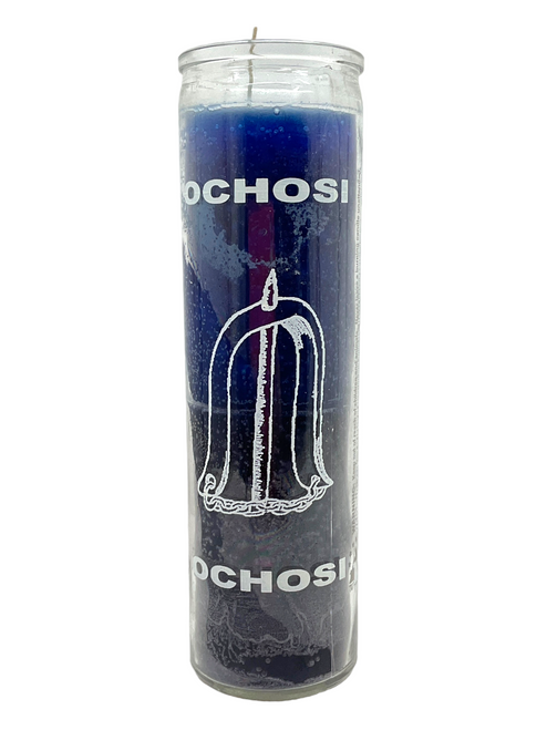 Orisha Ochosi Divine Hunter Blue Prayer Candle For Personal Goals, Justice, Power, ETC.