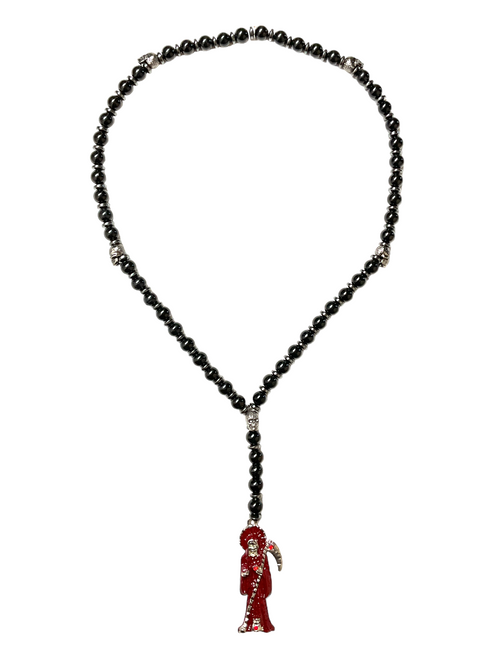 Santa Muerte Skull Beads 32"  Rosary Necklace For Protection, Positive Changes, Open Road, ETC. #2