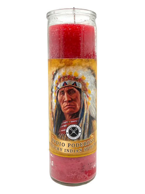 Lucky Indian Spirit Indio Poderoso Red 7 Day Prayer Candle For Good Luck When Gambling, Betting, Lottery ETC.