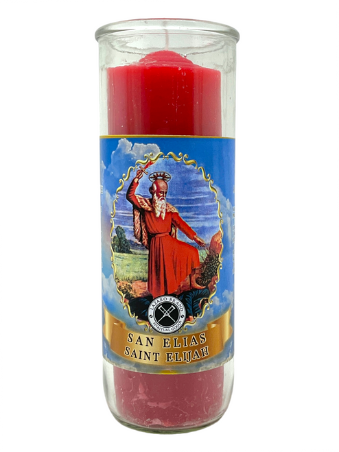 Saint Elijah San Elias Spiritual Father On Mount Carmel Baron Of The Cemetery Of The 21 Divisions Red Pull Out Jar Candle 