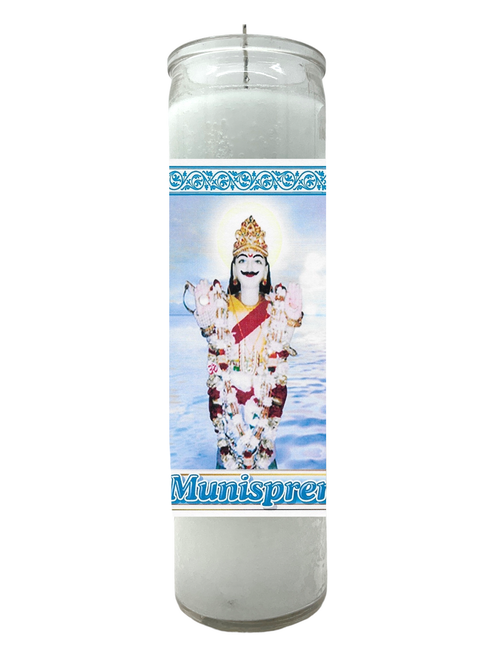 Munispren Hindu Saint White 7 Day Mantra Meditation Prayer Candle For Inner Peace, Connect With Ancestors, Positive Energy, ETC.