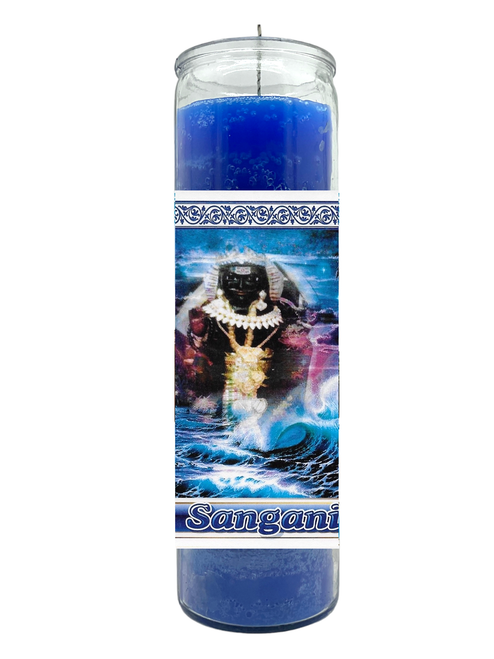 Sangani Hindu Saint Blue 7 Day Mantra Meditation Prayer Candle For Inner Peace, Connect With Ancestors, Positive Energy, ETC.