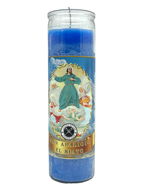 San Aparicio El Beato Blue 7 Day Prayer Candle To Find Lost Items, Reconcile Relationships, Miracles, ETC.