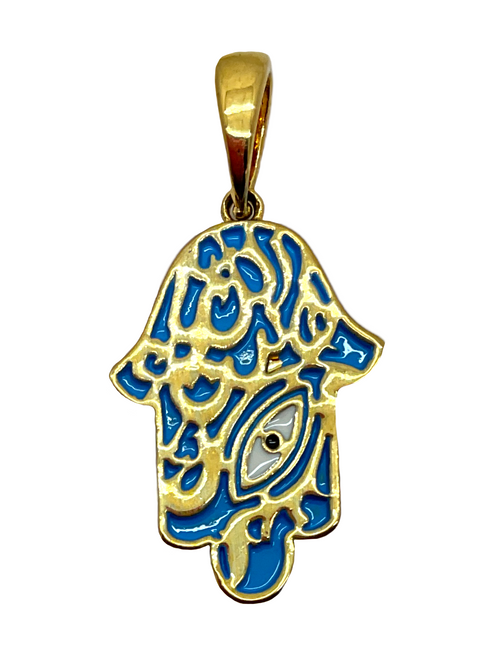 Hamsa Evil Eye Protection 1” Blue/Gold Eye Spiritual Talisman Charm Pendant For Protection, Ward Off Evil, Good Luck, ETC.