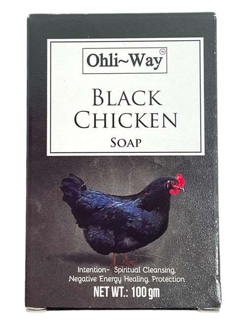 Black Chicken Gallina Negra Soap Bar With English/Spanish Prayer Card & Charm To Chase Out Evil Spirits, End Curses, Get Rid Of Unwanted Influences, ETC.