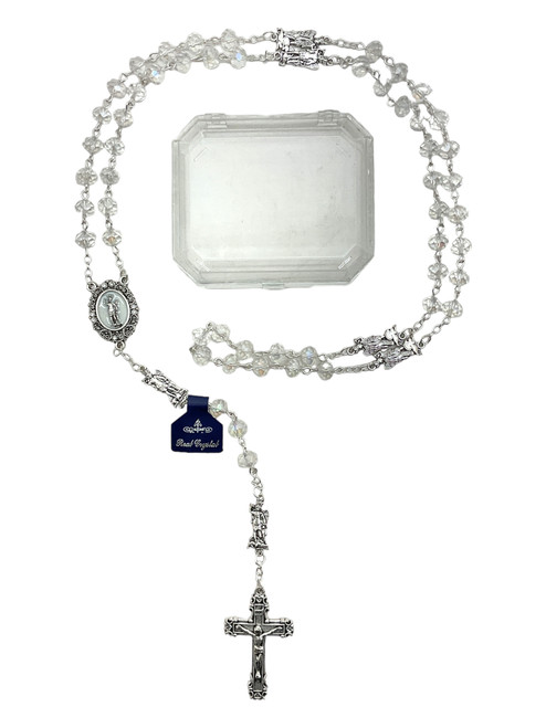 Saint Michael San Miguel Crucifix Xtra Long Rosary Necklace With Storage Box For Prayer, Protection, Peace, ETC.