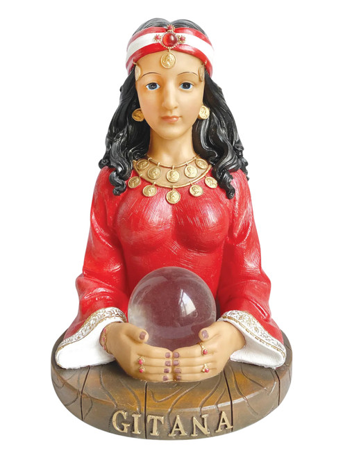 Gypsy Gitana Spirit Of Luck & Divination 12" Red Statue For Abundance, Fortune Telling, Gambling, ETC.