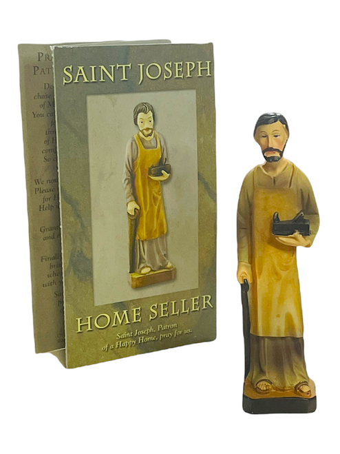 Saint Joseph Home Seller Patron Of A Happy Home 5" Statue With Saint Card & Step-By-Step Instructions